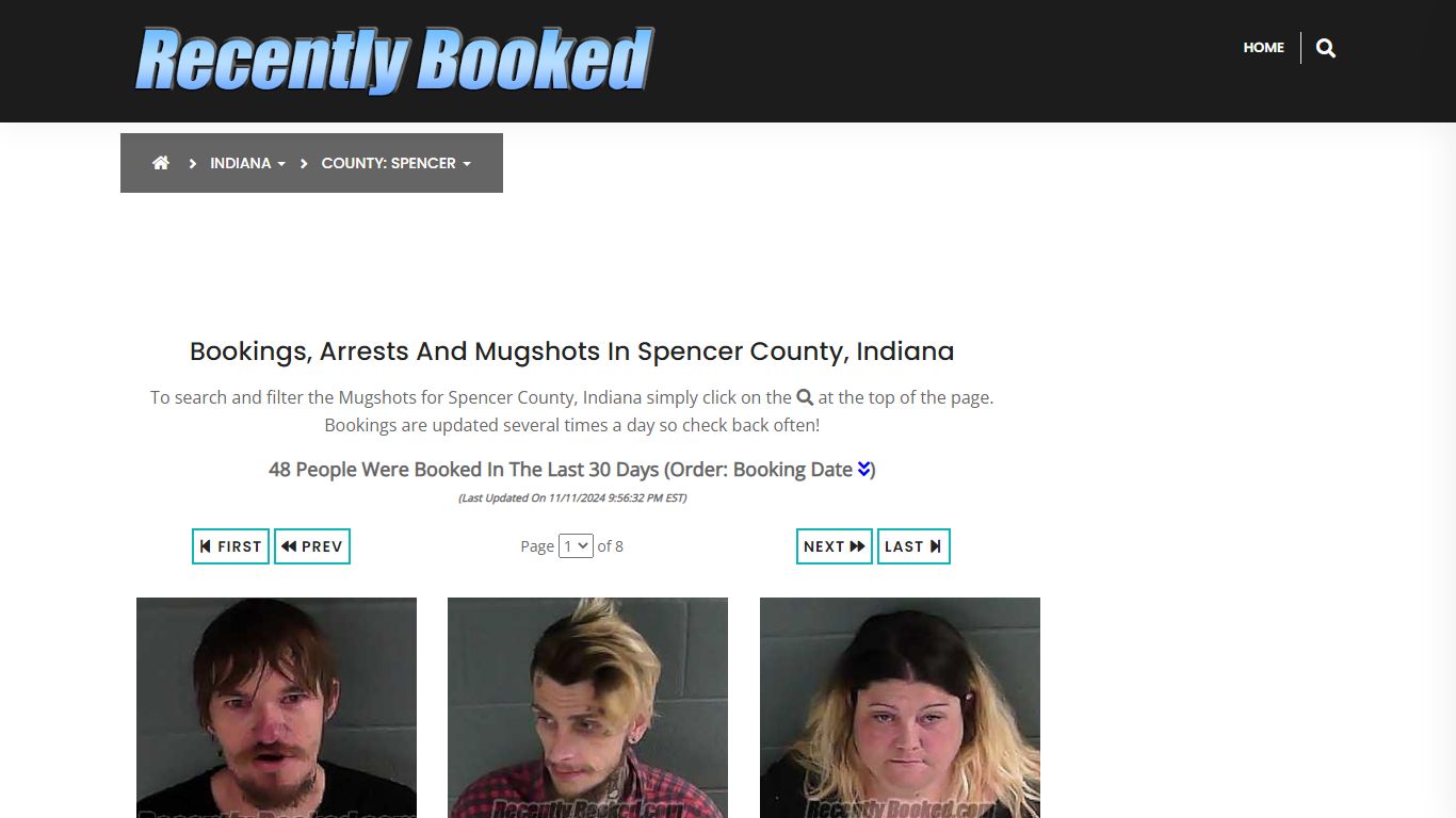 Bookings, Arrests and Mugshots in Spencer County, Indiana - Recently Booked